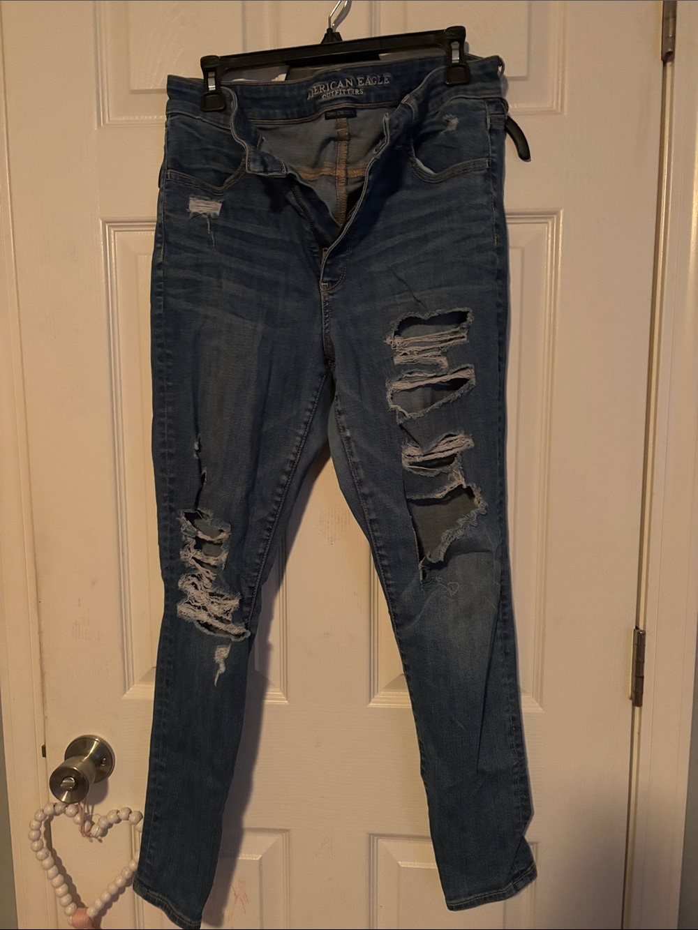 American Eagle Outfitters Distressed Skinny Jeans - Blue